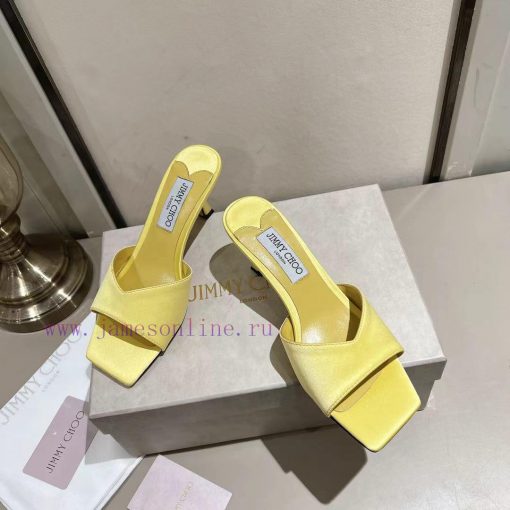 Jimmy Chou, classic square toe V-neck high-heeled slippers with 6.5 kitten heel design, softf4q2ogjs - Image 3