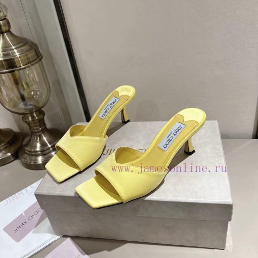 Jimmy Chou, classic square toe V-neck high-heeled slippers with 6.5 kitten heel design, softf4q2ogjs - Image 4