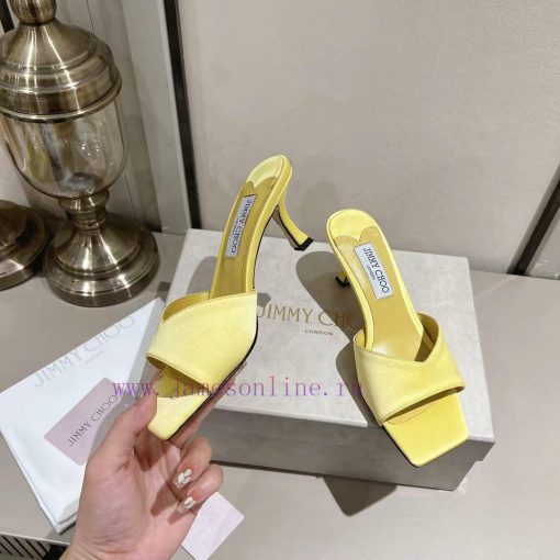 Jimmy Chou, classic square toe V-neck high-heeled slippers with 6.5 kitten heel design, softf4q2ogjs - Image 5
