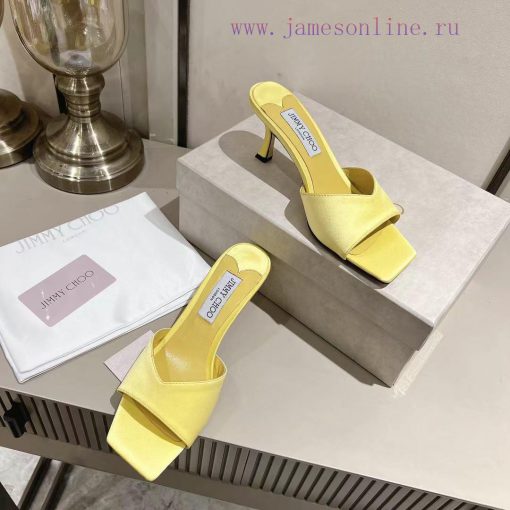 Jimmy Chou, classic square toe V-neck high-heeled slippers with 6.5 kitten heel design, softf4q2ogjs - Image 6