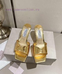 Jimmy Chou, classic square toe V-neck high-heeled slippers with 6.5 kitten heel design, soft7qmjcrhc
