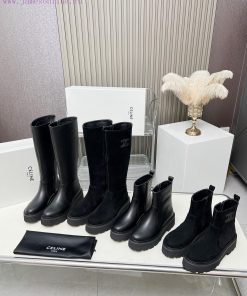Celine 2024 Triumphal Arch Fashion Versatile Comfortable Thick soled Boots Fabric Head layer1nsjmouy