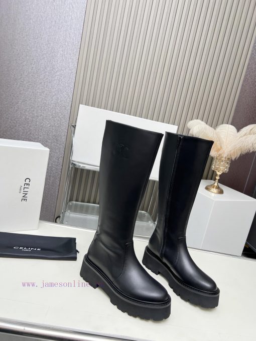 Celine 2024 Triumphal Arch Fashion Versatile Comfortable Thick soled Boots Fabric Head layer1nsjmouy - Image 8