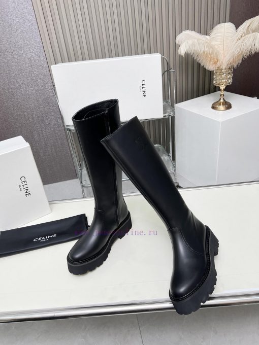 Celine 2024 Triumphal Arch Fashion Versatile Comfortable Thick soled Boots Fabric Head layer1nsjmouy - Image 9
