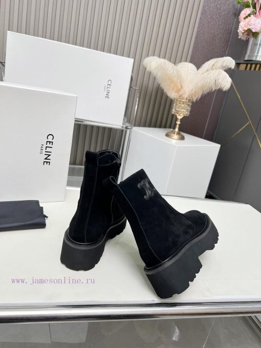 Celine 2024 Triumphal Arch Fashion Versatile Comfortable Thick soled Boots Fabric Head layernvv6eshj - Image 7