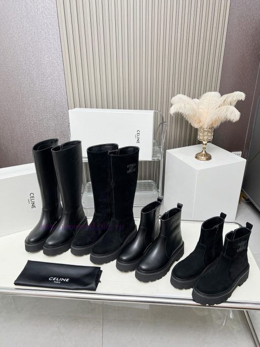 Celine 2024 Triumphal Arch Fashion Versatile Comfortable Thick soled Boots Fabric Head layeru1yi6w2w - Image 10
