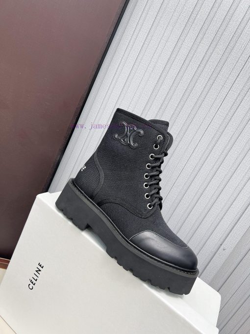 Celine 2024 Triumphal Arch Yang Mi Same Style Autumn/Winter Martin Lace Thick Bottom Flat Bojxea5gfe