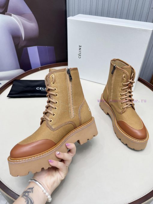 Celine 2024 Triumphal Arch Yang Mi Same Style Autumn/Winter Martin Lace Thick Bottom Flat Bo74s6hxdi - Image 4