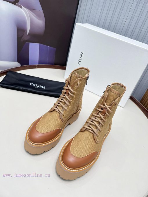 Celine 2024 Triumphal Arch Yang Mi Same Style Autumn/Winter Martin Lace Thick Bottom Flat Bo74s6hxdi - Image 6