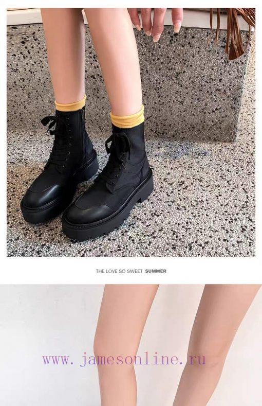 Celine 2024 Triumphal Arch Yang Mi Same Style Autumn/Winter Martin Lace Thick Bottom Flat Bojxea5gfe - Image 8