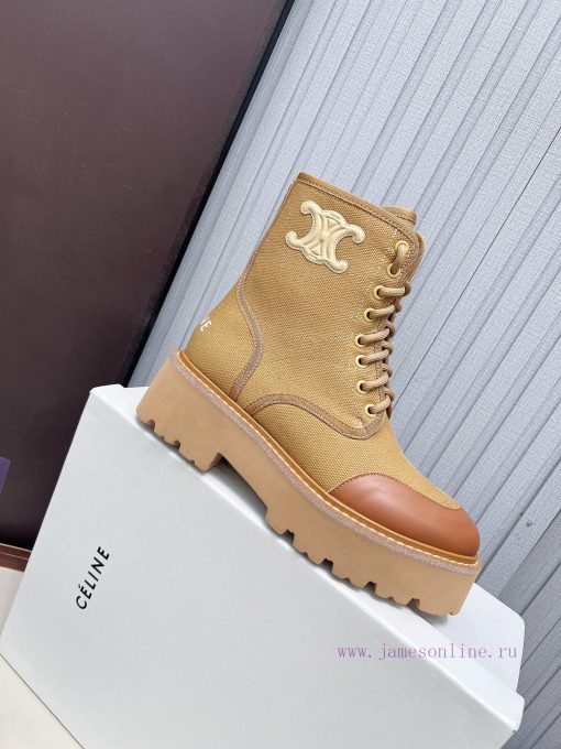 Celine 2024 Triumphal Arch Yang Mi Same Style Autumn/Winter Martin Lace Thick Bottom Flat Bo74s6hxdi - Image 8