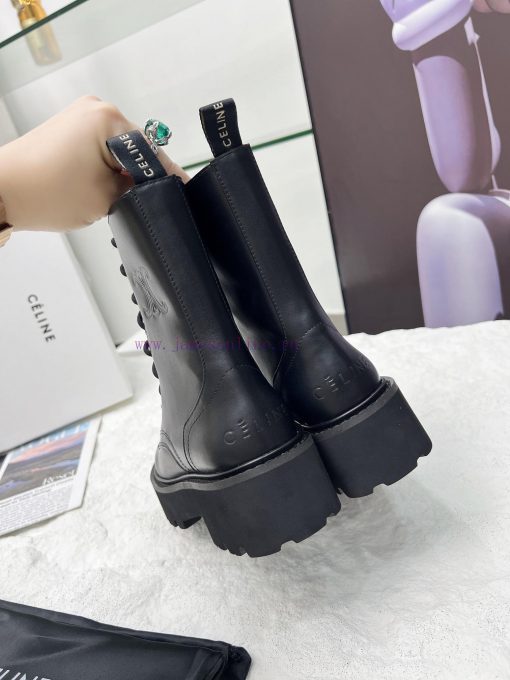 Celine 2024 Triumphal Arch Martin Strap Thick Bottom Flat Bottom Coarse Heel Coarse Boots Fan2buobet - Image 8