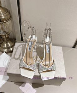 JIMMY CHOO (Jimmy Zhou), a collection of square headed hot pressed diamond back empty sandalvmordoyx