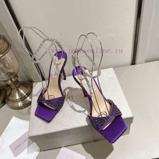 JIMMY CHOO (Jimmy Zhou), a collection of square headed hot pressed diamond back empty sandalehgtjco6 - Image 3