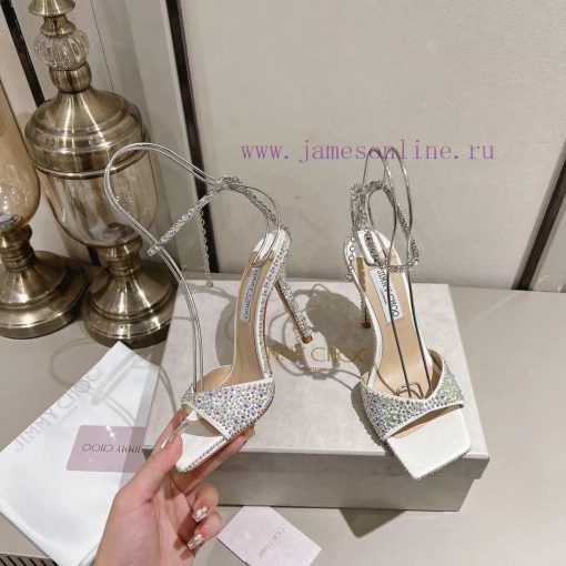 JIMMY CHOO (Jimmy Zhou), a collection of square headed hot pressed diamond back empty sandalvmordoyx - Image 5