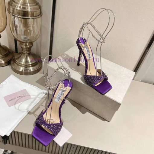 JIMMY CHOO (Jimmy Zhou), a collection of square headed hot pressed diamond back empty sandalehgtjco6 - Image 6