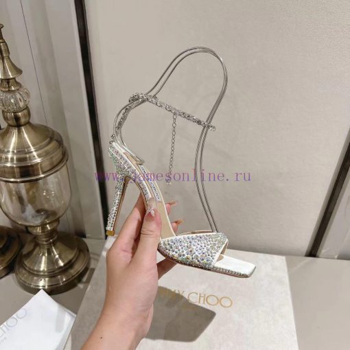 JIMMY CHOO (Jimmy Zhou), a collection of square headed hot pressed diamond back empty sandalvmordoyx - Image 7