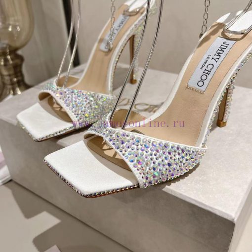 JIMMY CHOO (Jimmy Zhou), a collection of square headed hot pressed diamond back empty sandalvmordoyx - Image 8