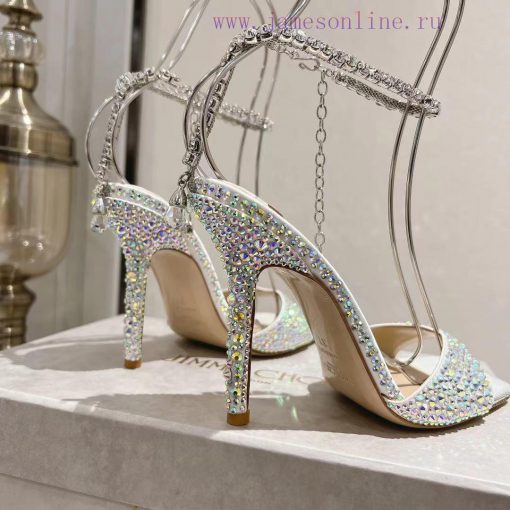 JIMMY CHOO (Jimmy Zhou), a collection of square headed hot pressed diamond back empty sandalvmordoyx - Image 9