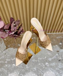 Gianvito Rossi 2024 Classic Pointed Embroidered Lace High Heels Half Dragged————————————Its k139xhai