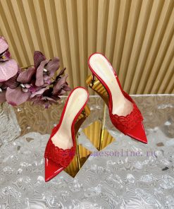 Gianvito Rossi 2024 Classic Pointed Embroidered Lace High Heels Half Dragged————————————Its ku8y999f