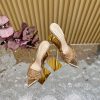 Gianvito Rossi 2024 Classic Pointed Embroidered Lace High Heels Half Dragged————————————Its 0zf1soy4