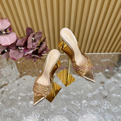 Gianvito Rossi 2024 Classic Pointed Embroidered Lace High Heels Half Dragged————————————Its 0zf1soy4