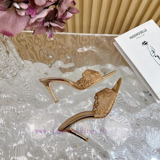 Gianvito Rossi 2024 Classic Pointed Embroidered Lace High Heels Half Dragged————————————Its 0zf1soy4 - Image 9