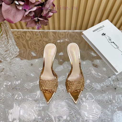 Gianvito Rossi 2024 Classic Pointed Embroidered Lace High Heels Half Dragged————————————Its 0zf1soy4 - Image 10