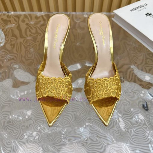 Gianvito Rossi 2024 Classic Pointed Embroidered Lace High Heels Half Dragged————————————Its uqjdzx6k - Image 4