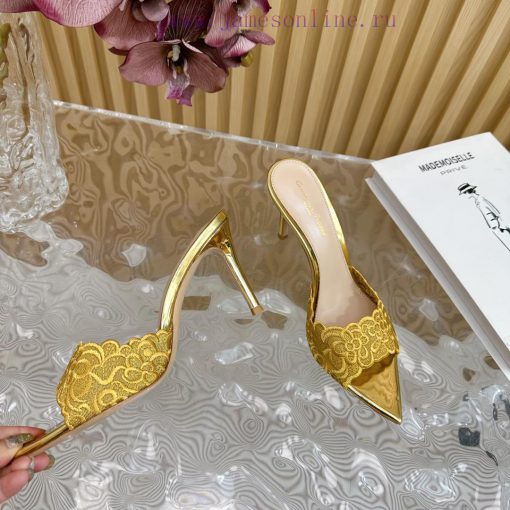Gianvito Rossi 2024 Classic Pointed Embroidered Lace High Heels Half Dragged————————————Its uqjdzx6k - Image 5