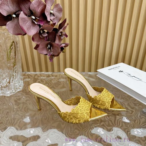 Gianvito Rossi 2024 Classic Pointed Embroidered Lace High Heels Half Dragged————————————Its uqjdzx6k - Image 6