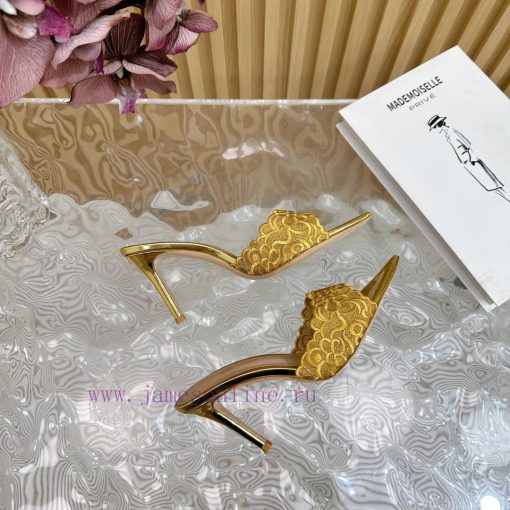 Gianvito Rossi 2024 Classic Pointed Embroidered Lace High Heels Half Dragged————————————Its uqjdzx6k - Image 7