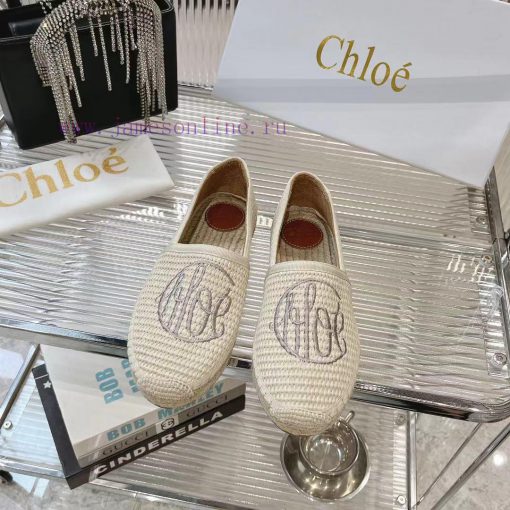 Chlo é Fisherman's ShoesMaterial: Straw woven fabric, cowhide liningColor Apricot WhiteSize 91wdrvk2