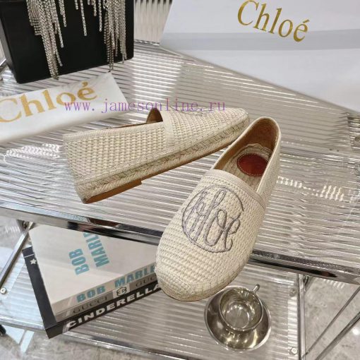 Chlo é Fisherman's ShoesMaterial: Straw woven fabric, cowhide liningColor Apricot WhiteSize 91wdrvk2 - Image 7