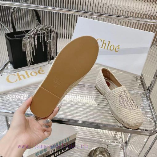 Chlo é Fisherman's ShoesMaterial: Straw woven fabric, cowhide liningColor Apricot WhiteSize 91wdrvk2 - Image 10