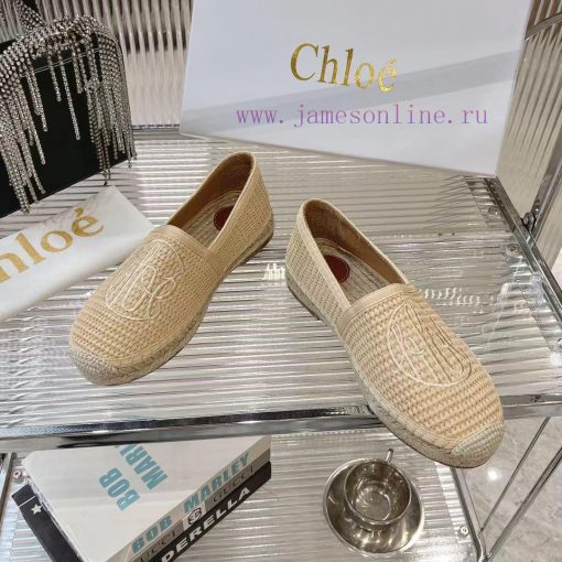 Chlo é Fisherman's ShoesMaterial: Straw woven fabric, cowhide liningColor Apricot WhiteSize dabwy2lz - Image 3