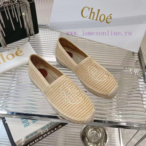 Chlo é Fisherman's ShoesMaterial: Straw woven fabric, cowhide liningColor Apricot WhiteSize dabwy2lz - Image 7