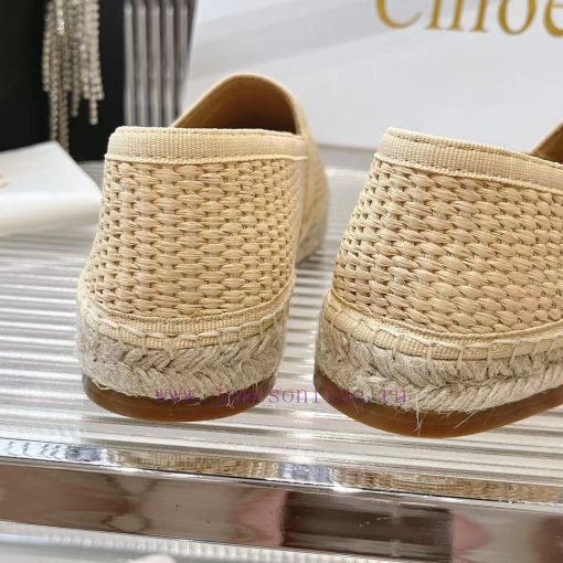 Chlo é Fisherman's ShoesMaterial: Straw woven fabric, cowhide liningColor Apricot WhiteSize dabwy2lz - Image 9