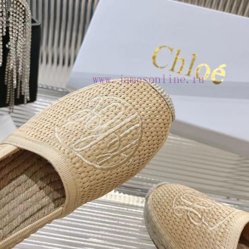 Chlo é Fisherman's ShoesMaterial: Straw woven fabric, cowhide liningColor Apricot WhiteSize dabwy2lz - Image 10