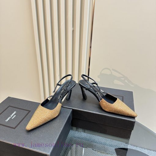 YSL Saint Laurent - SS2024 New Autumn Collection Diamond High Heel Sandals2024 series high-hpummkcre - Image 4