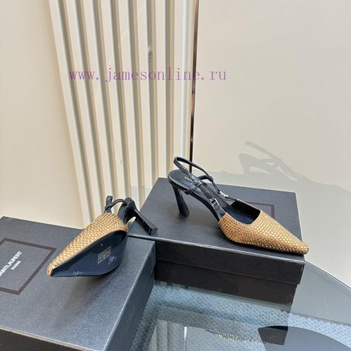 YSL Saint Laurent - SS2024 New Autumn Collection Diamond High Heel Sandals2024 series high-hpummkcre - Image 5