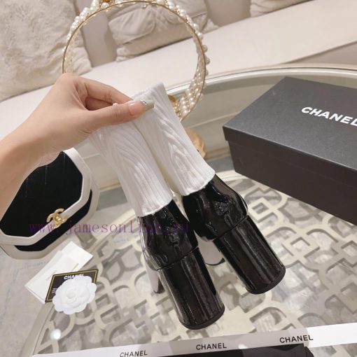 Chanel 24Ss Autumn/Winter Chanel Coarse Heel Socks BootsThe sock tube is made of knitted ela396tloyc - Image 8