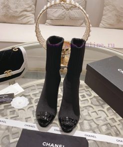 Chanel 24Ss Autumn/Winter Chanel Coarse Heel Socks BootsThe sock tube is made of knitted elaxywstd9w