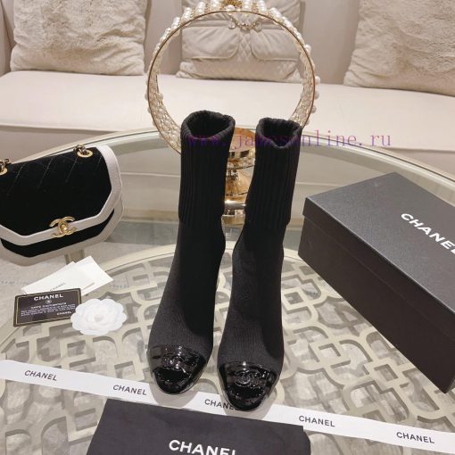Chanel 24Ss Autumn/Winter Chanel Coarse Heel Socks BootsThe sock tube is made of knitted elaxywstd9w