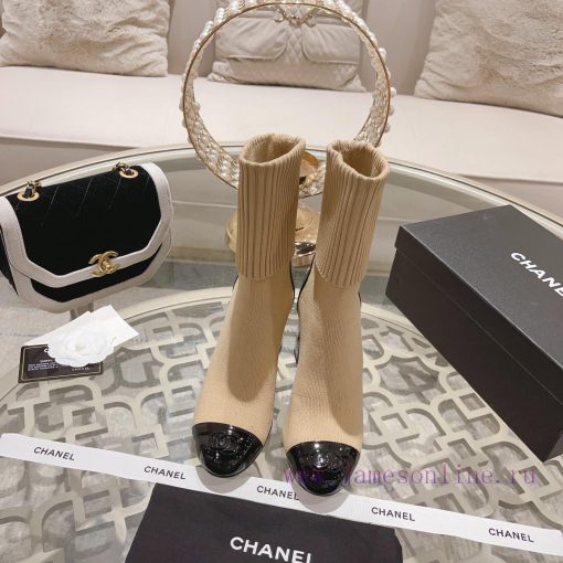 Chanel 24Ss Autumn/Winter Chanel Coarse Heel Socks BootsThe sock tube is made of knitted elar8xcxdlq - Image 2