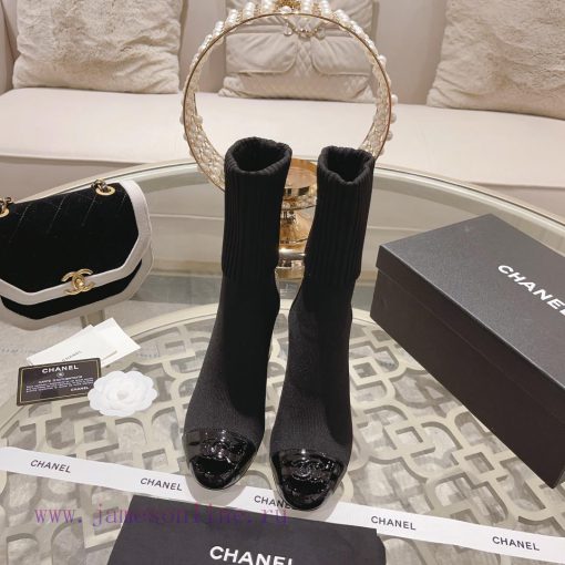 Chanel 24Ss Autumn/Winter Chanel Coarse Heel Socks BootsThe sock tube is made of knitted elaxywstd9w - Image 2