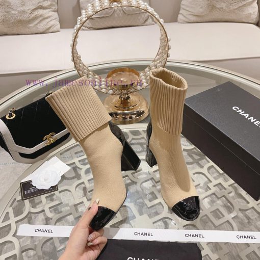 Chanel 24Ss Autumn/Winter Chanel Coarse Heel Socks BootsThe sock tube is made of knitted elar8xcxdlq - Image 3