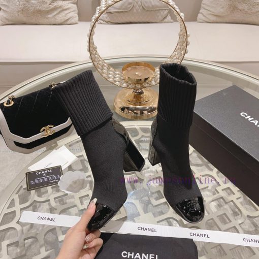 Chanel 24Ss Autumn/Winter Chanel Coarse Heel Socks BootsThe sock tube is made of knitted elaxywstd9w - Image 3