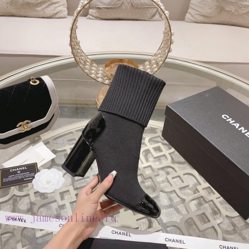Chanel 24Ss Autumn/Winter Chanel Coarse Heel Socks BootsThe sock tube is made of knitted elaxywstd9w - Image 4